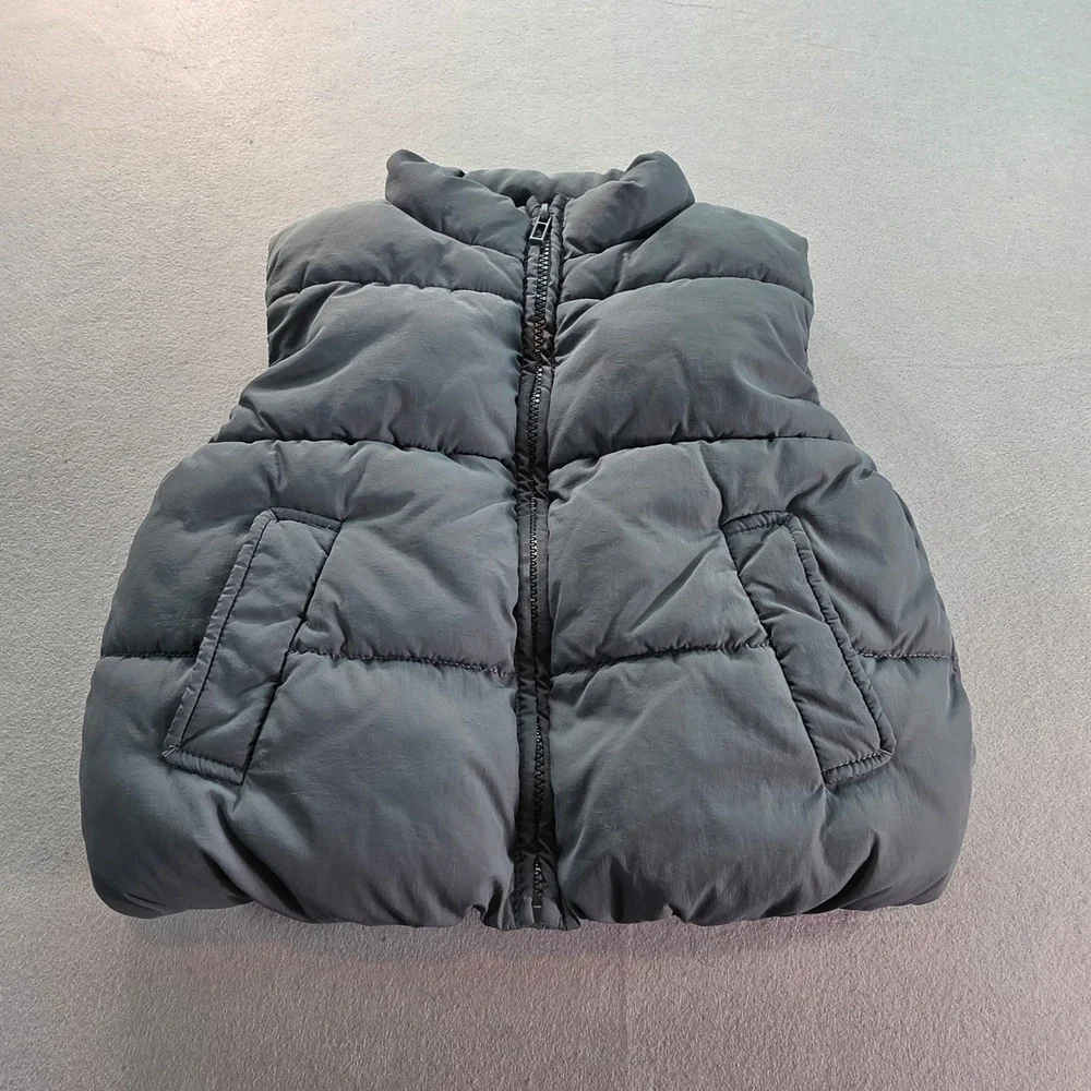 Zara Kids Puffer Vest Charcoal Gray Quilted Sleeveless Jacket Size 2-3 Years